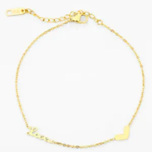 Love Heart Anklet Stainless Steel