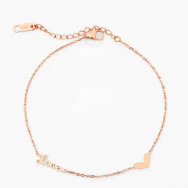 Love Heart Anklet Stainless Steel