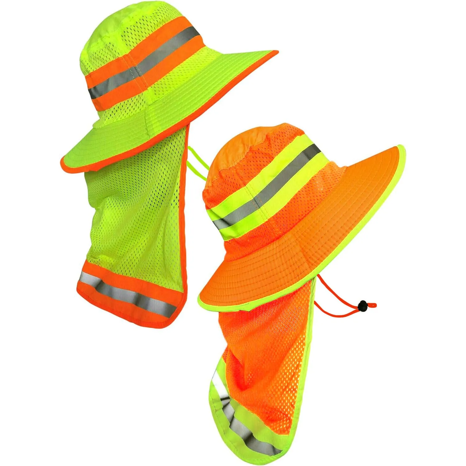 LRH/ORH-FBNS High Visibility Reflective Sun Bucket Hat Full Brimmed Ranger Hat Mesh Neck Shade