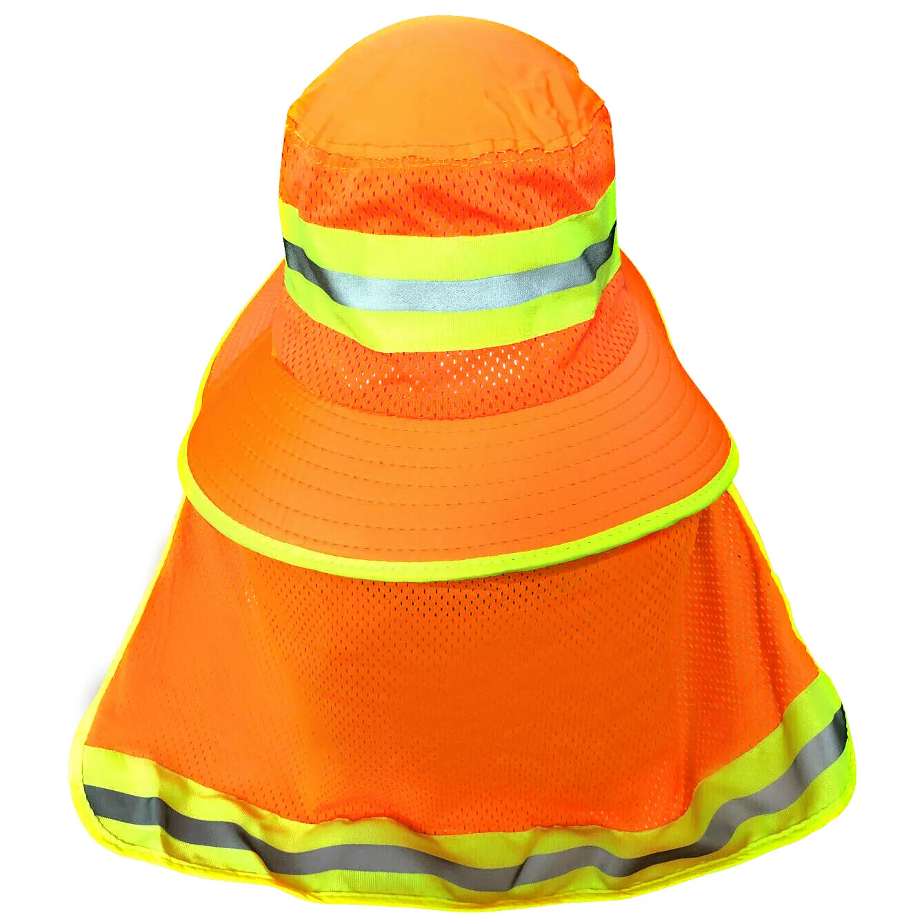 LRH/ORH-FBNS High Visibility Reflective Sun Bucket Hat Full Brimmed Ranger Hat Mesh Neck Shade