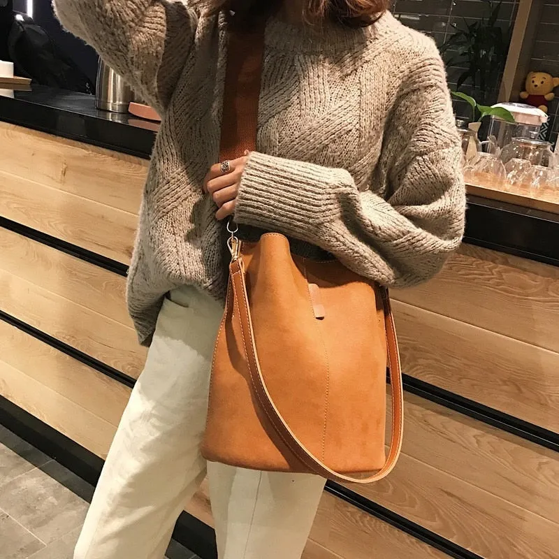 luxury bucket Large Capacity PU Leather bag