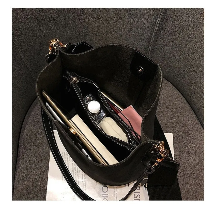 luxury bucket Large Capacity PU Leather bag