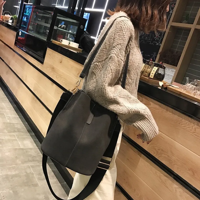 luxury bucket Large Capacity PU Leather bag