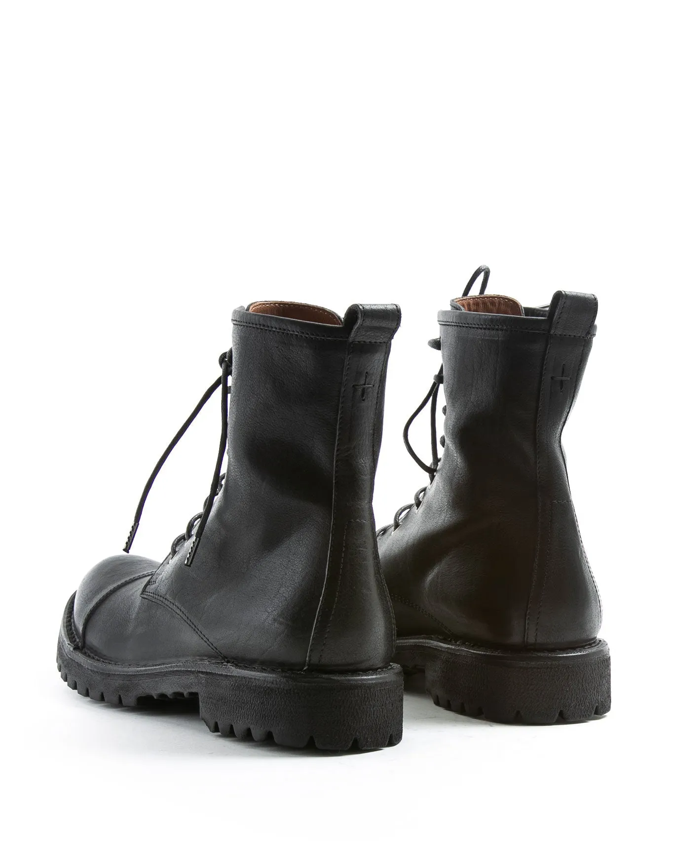 M-EIGHT Black Leather Lace-up Boots