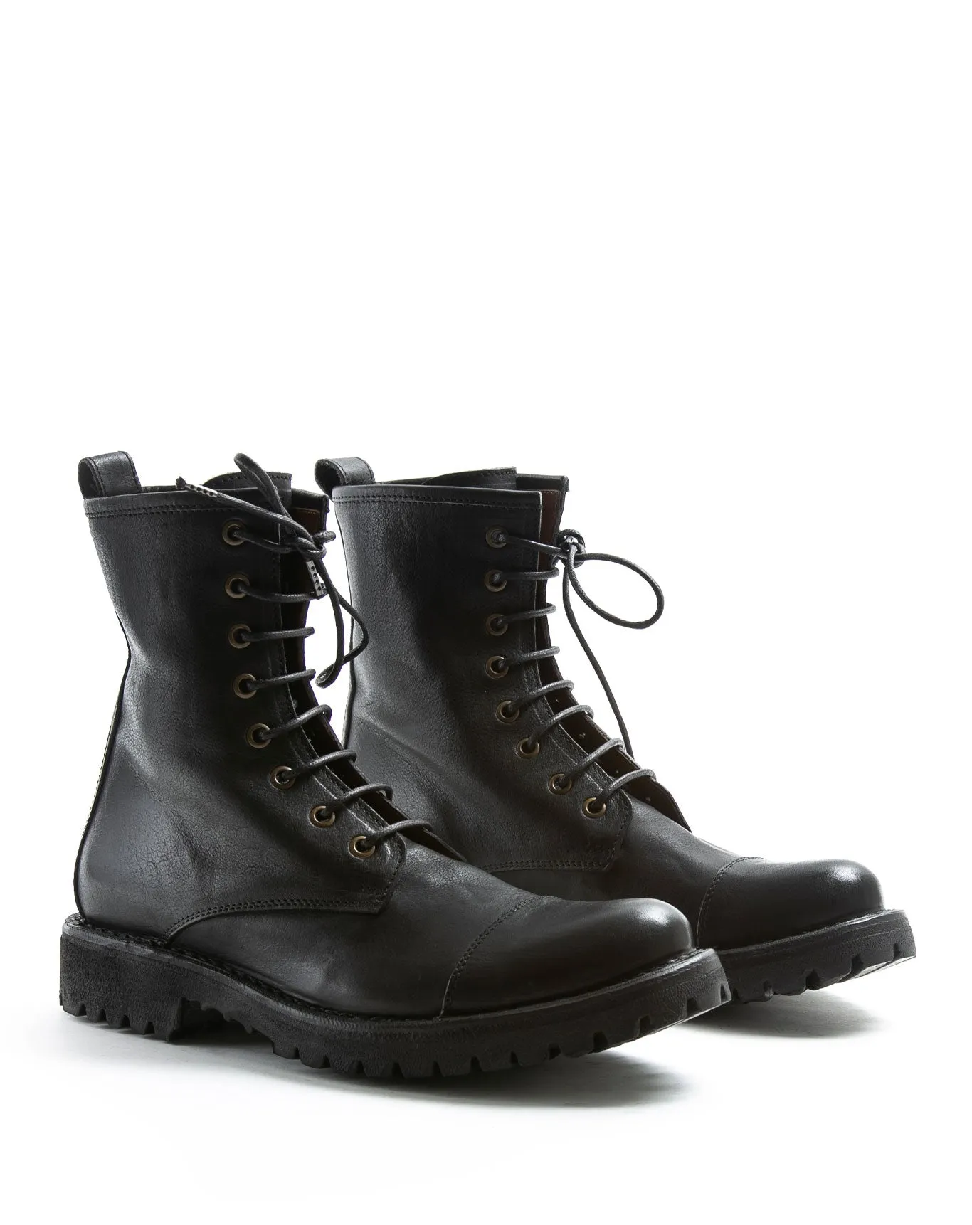 M-EIGHT Black Leather Lace-up Boots