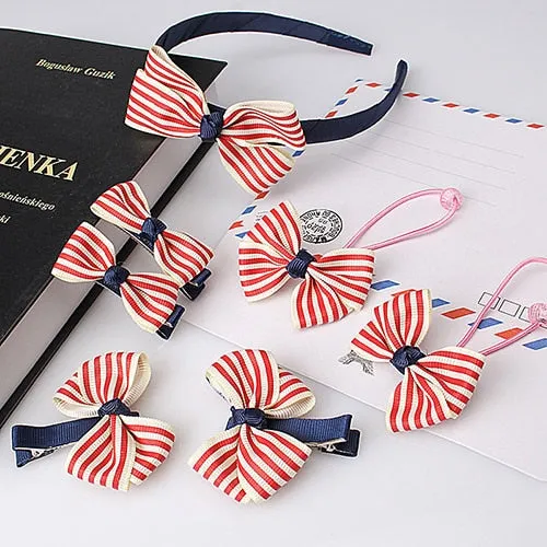 M MISM 1set=7pcs Children Accessories Hairband Hairpins Gum for Hair Baby Girls Lovely Bow Headwear Hair clip Headband