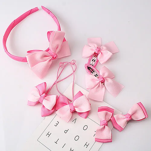 M MISM 1set=7pcs Children Accessories Hairband Hairpins Gum for Hair Baby Girls Lovely Bow Headwear Hair clip Headband