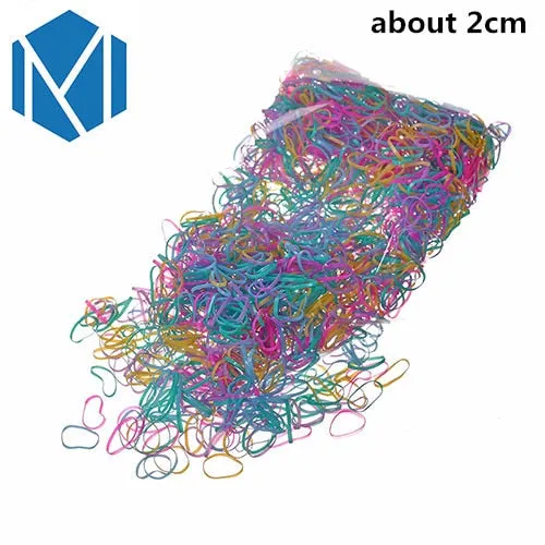 M MISM 2000PCS Disposable Colorful Elastic Hair Band Bezel For Kids Girl Hair Accessories Scrunchy Gum For Hair Rubber Band