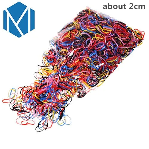M MISM 2000PCS Disposable Colorful Elastic Hair Band Bezel For Kids Girl Hair Accessories Scrunchy Gum For Hair Rubber Band