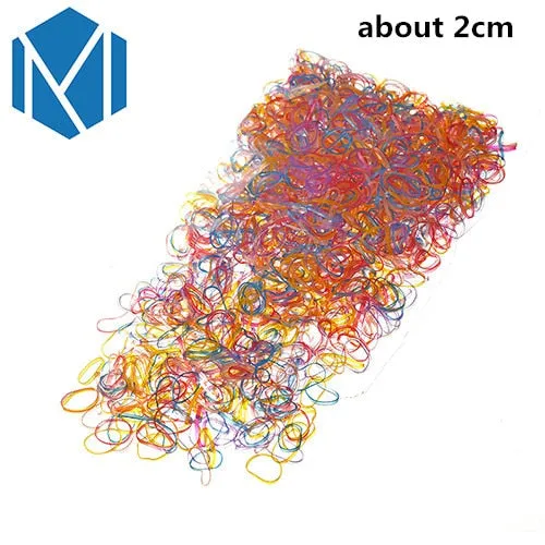 M MISM 2000PCS Disposable Colorful Elastic Hair Band Bezel For Kids Girl Hair Accessories Scrunchy Gum For Hair Rubber Band