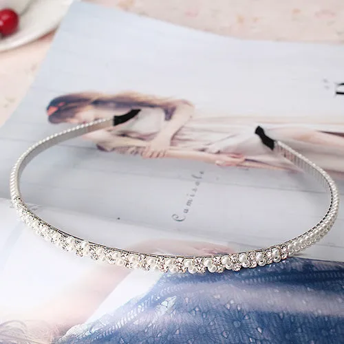 M MISM Elegant Wedding Birthday New Crystal Pearl Hair Bands Headband Hair Accessories Ornaments Head Wear Hoop for Women Girls