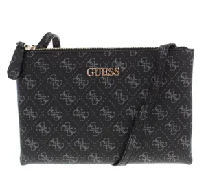 MACI MINI SOUBLE ZIP CROSSBODY GUESS PRINT COAL -