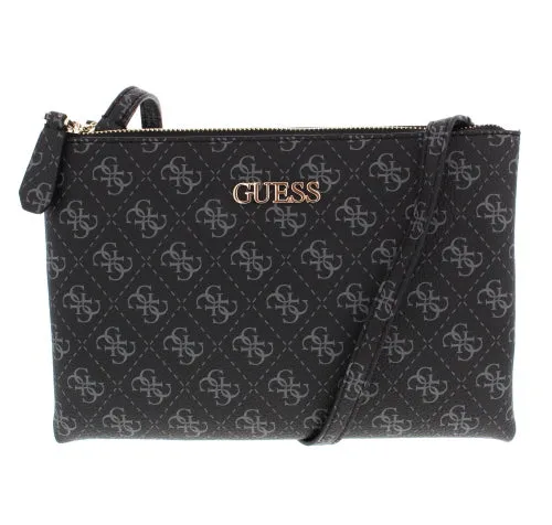 MACI MINI SOUBLE ZIP CROSSBODY GUESS PRINT COAL -