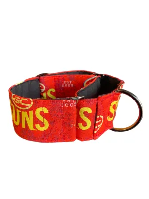 Martingale collar greyhound collar AFL Gold Coast Suns footy cotton fabric