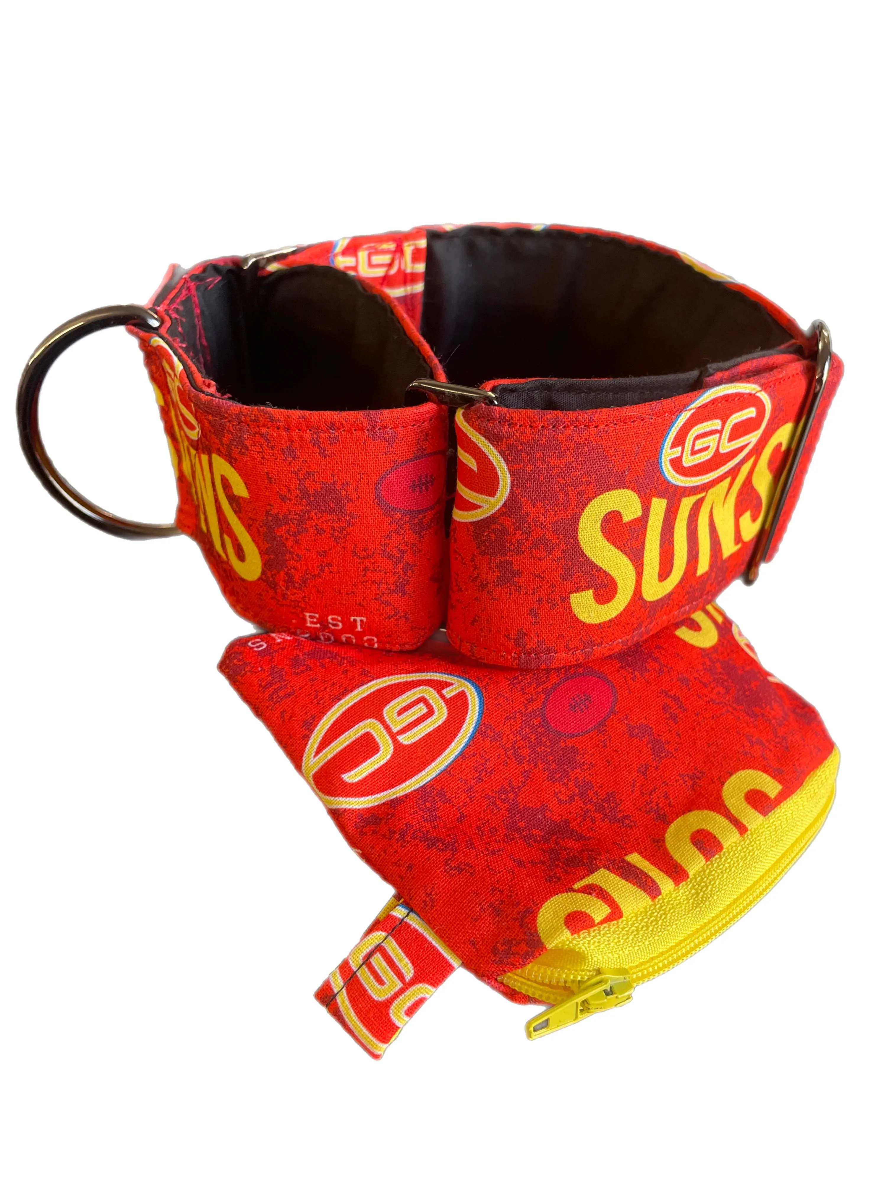 Martingale collar greyhound collar AFL Gold Coast Suns footy cotton fabric