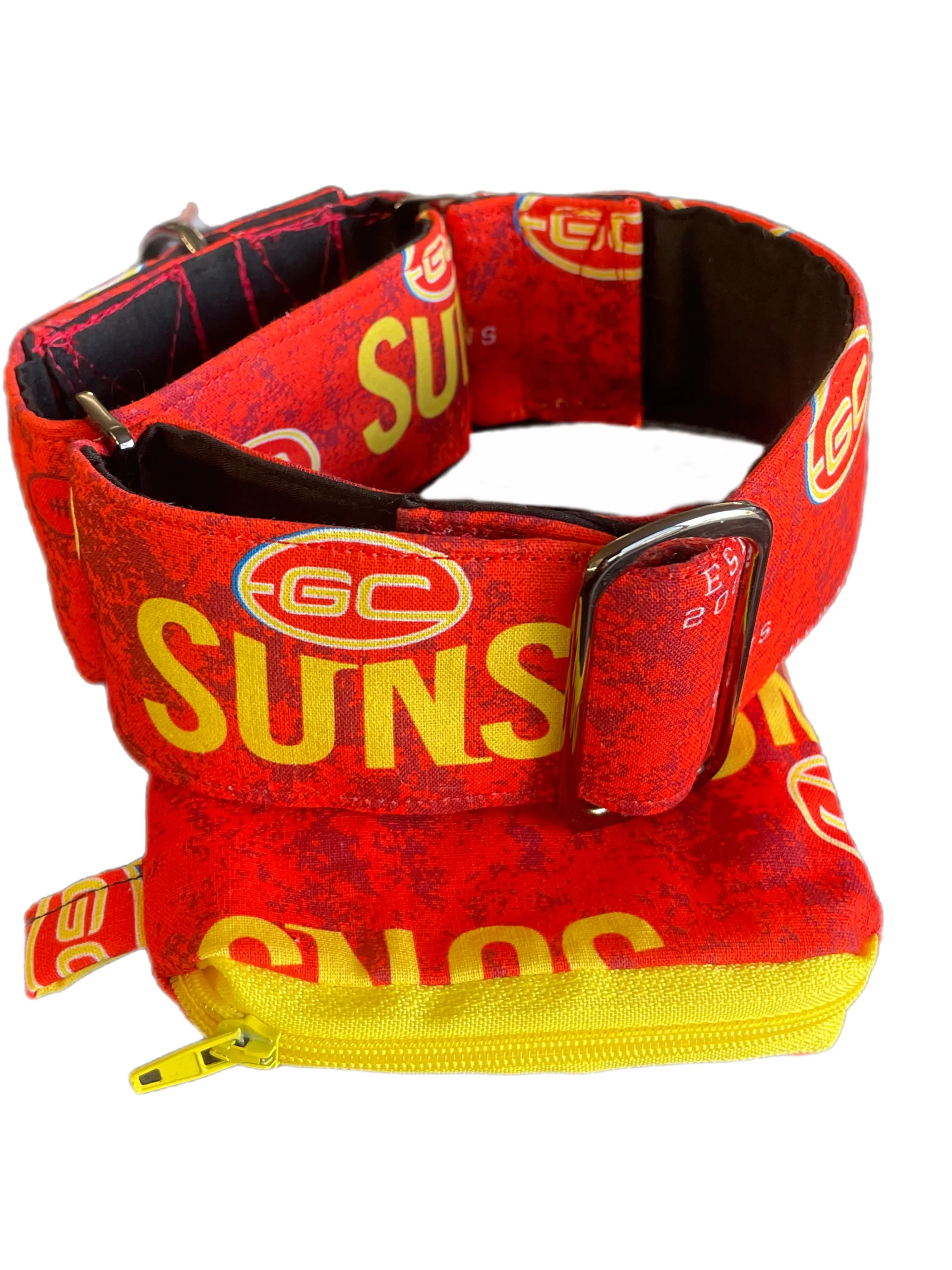 Martingale collar greyhound collar AFL Gold Coast Suns footy cotton fabric