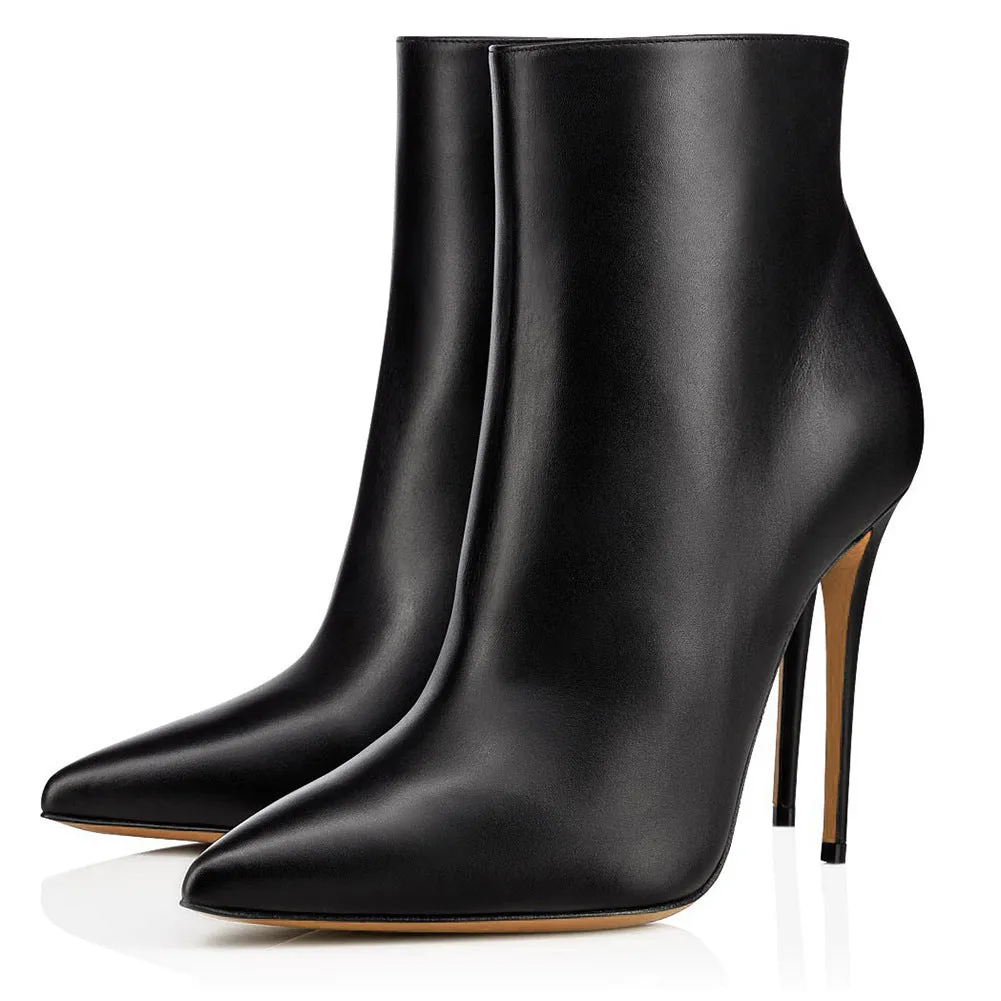 Matte Leather Ankle Boots