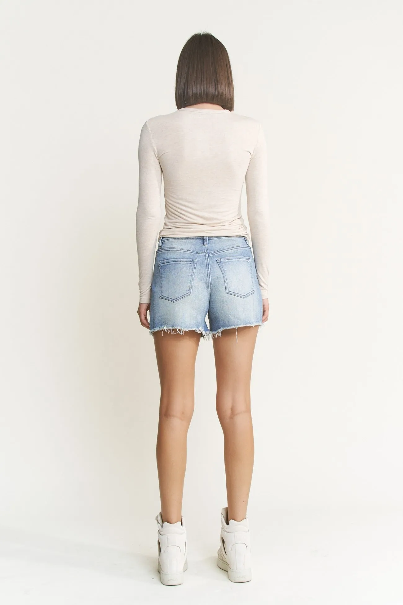 Maui High Rise Frayed Denim Short