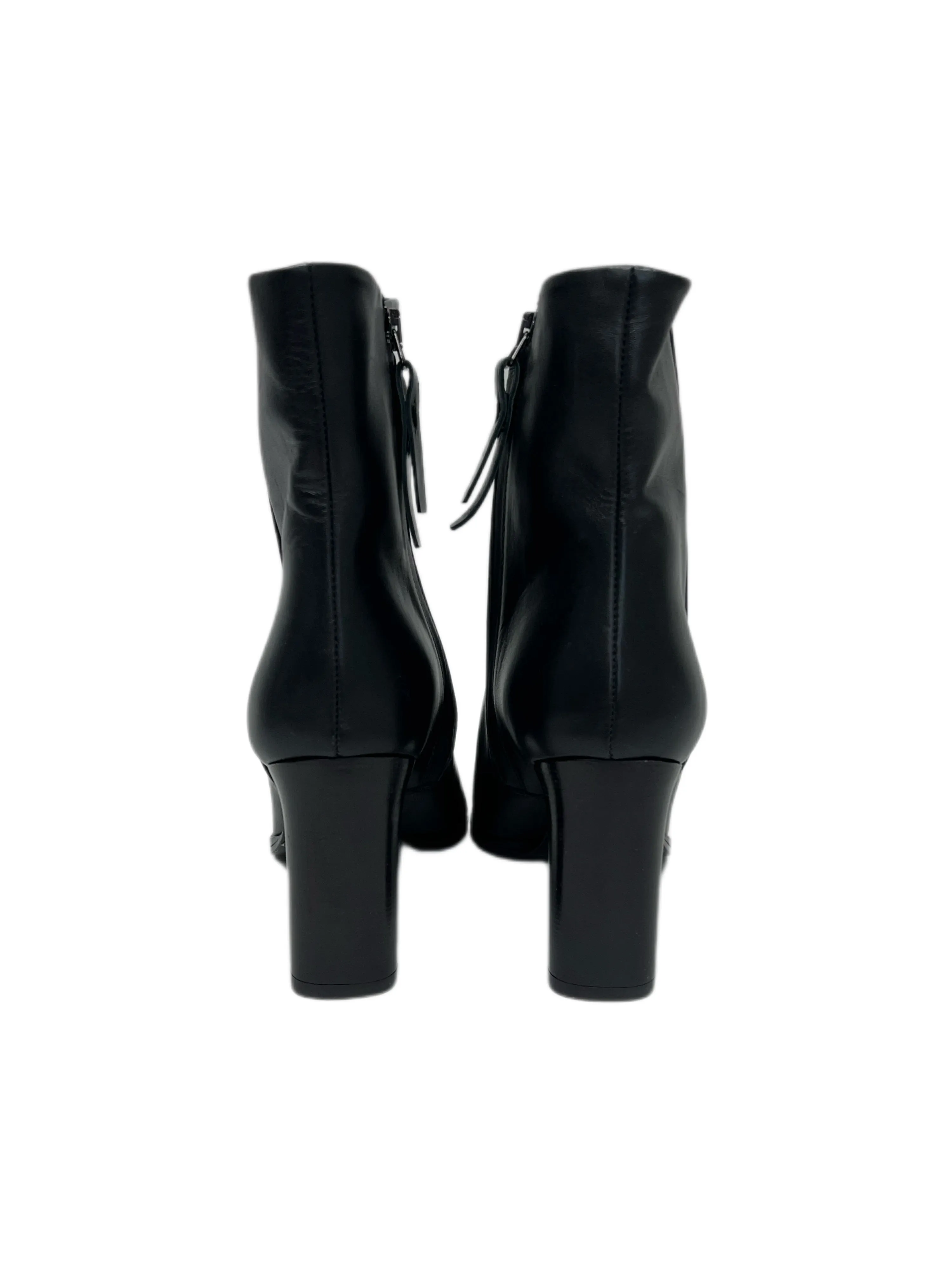 Max Mara Women's Black Annie Block Heel Leather Ankle Boots Size 7 NWT