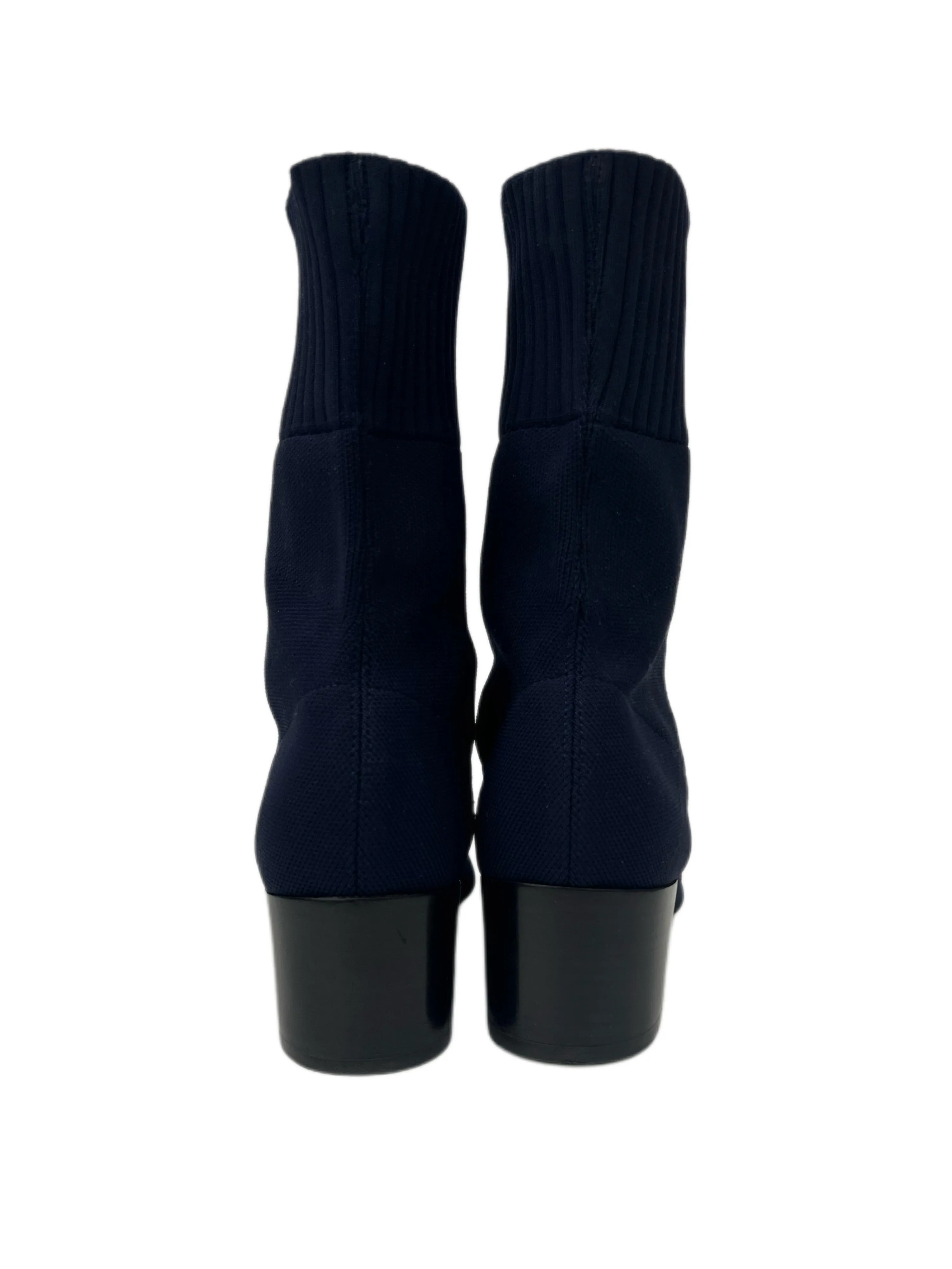 Max Mara Women's Navy Eresia Block Heel Ankle Boots Size 7 NWT