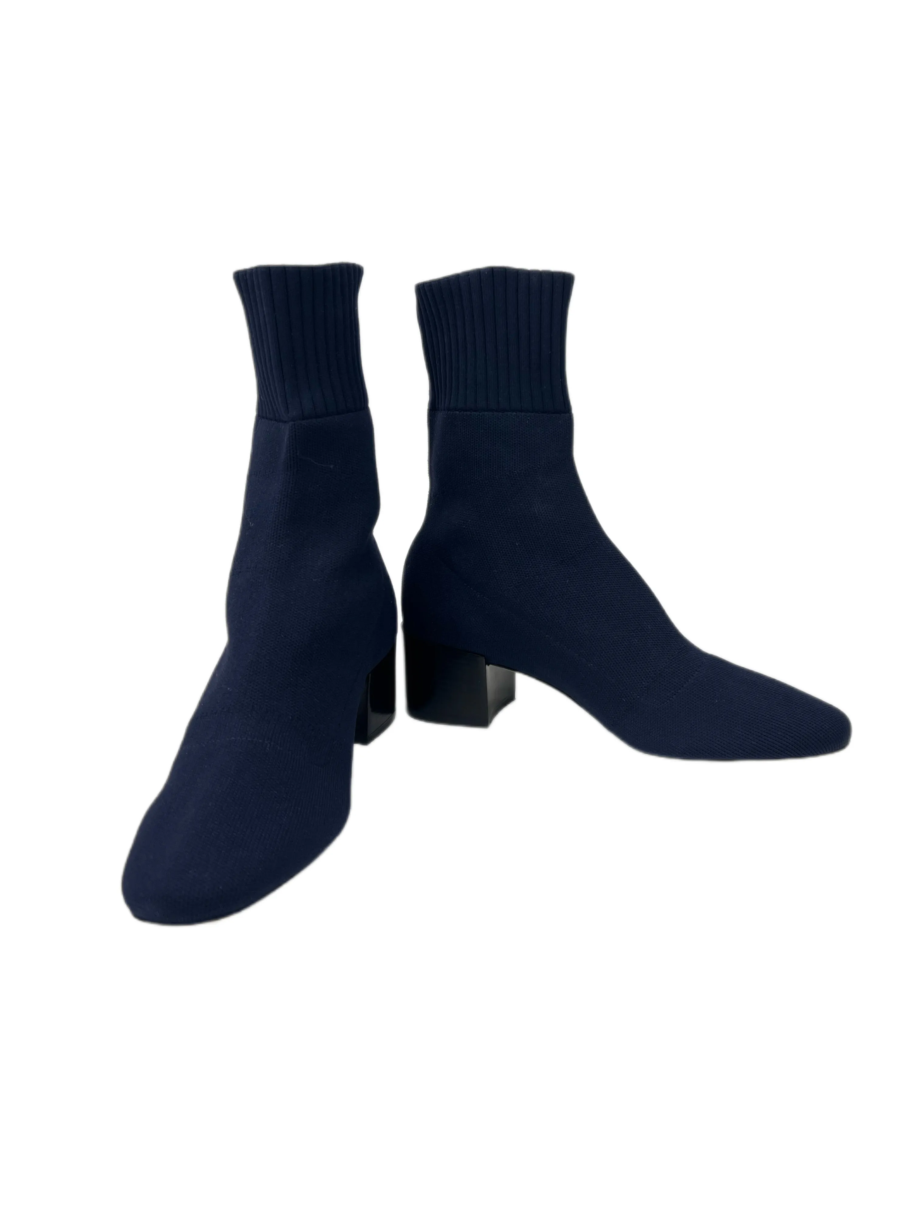 Max Mara Women's Navy Eresia Block Heel Ankle Boots Size 7 NWT