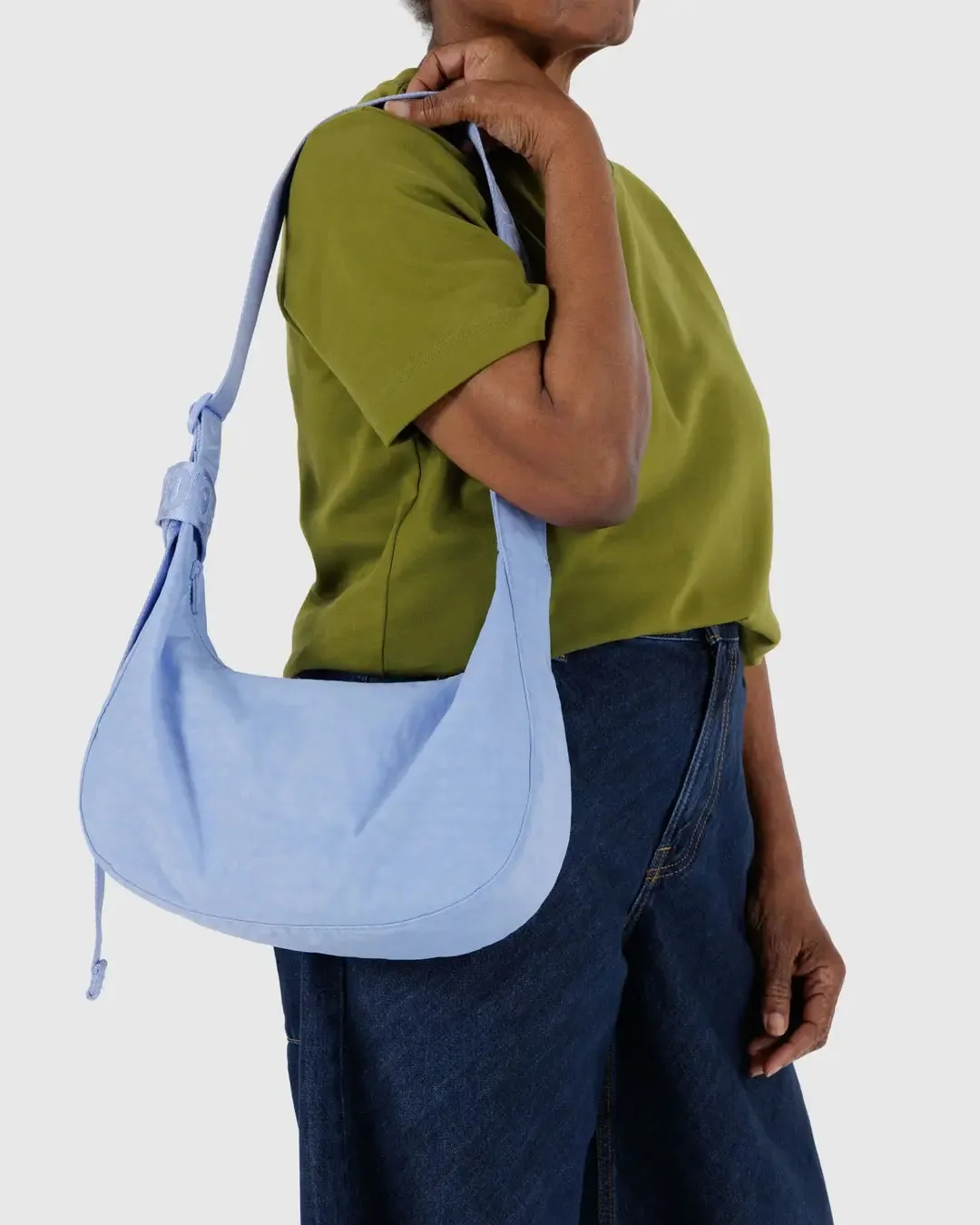 Medium Nylon Baggu Crescent Bag - French Blue
