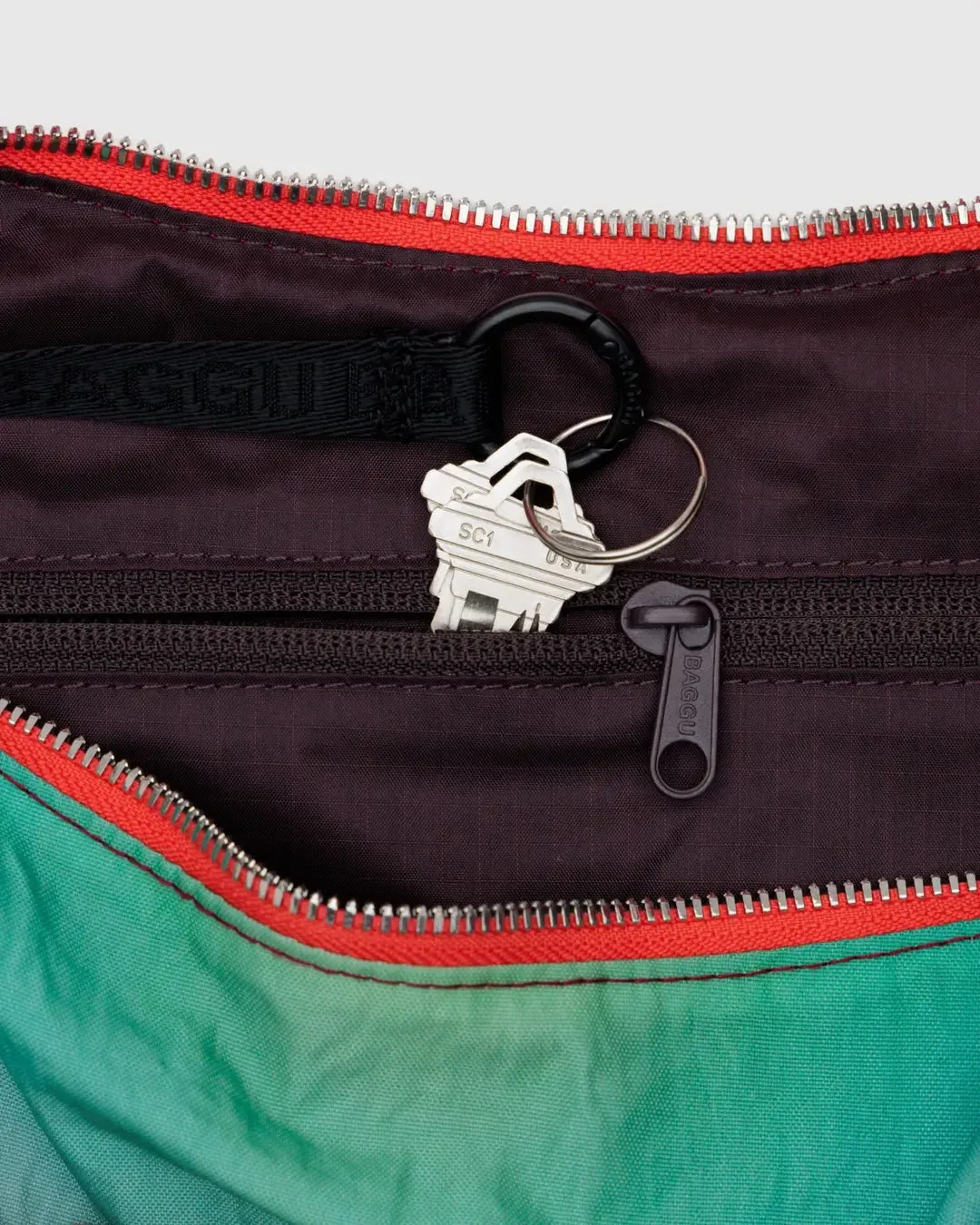 Medium Nylon Baggu Crescent Bag - Rain