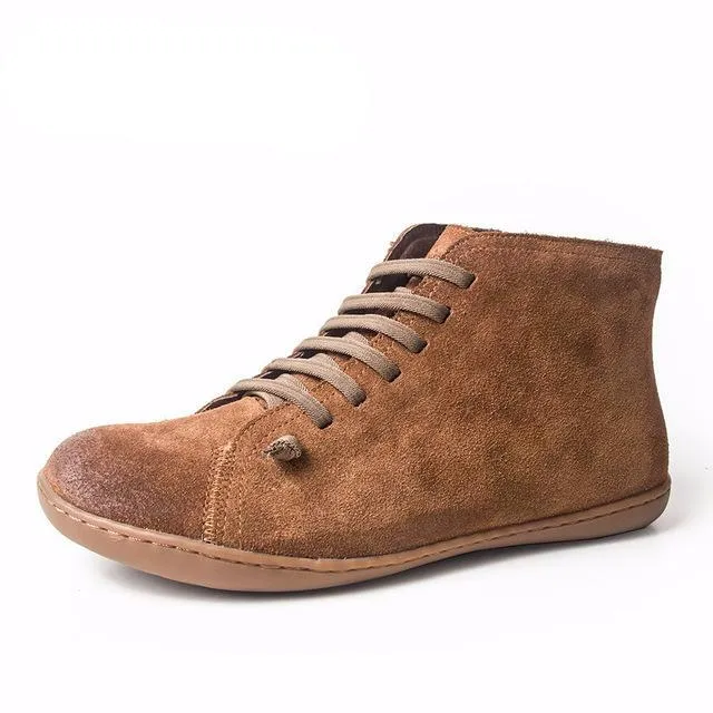 Men Winter Snow Boots Genuine leather Ankle Spring flat Shoes