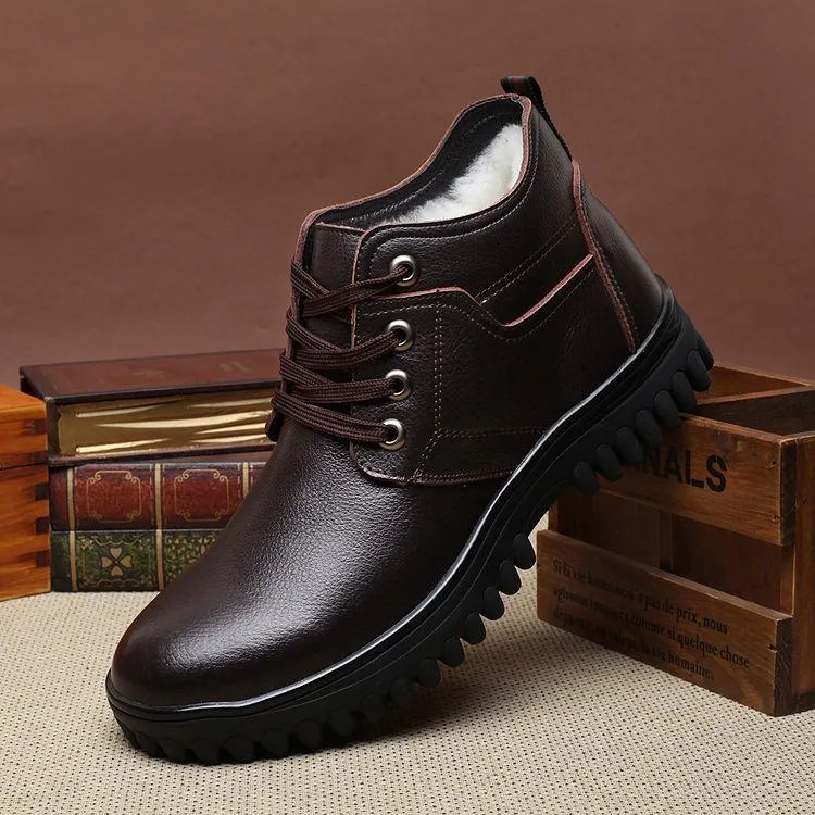 Men's Boots Warm Winter Footwear Men Snow Boots Men Leather Shoes Fur Men Military Boots