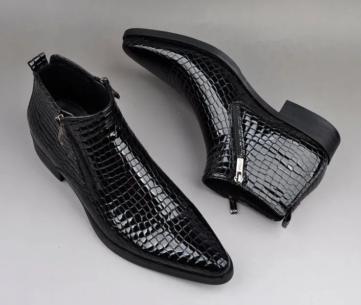 Mens Pointed Toe  Short Chelsea Boots