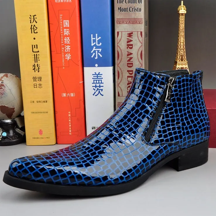 Mens Pointed Toe  Short Chelsea Boots
