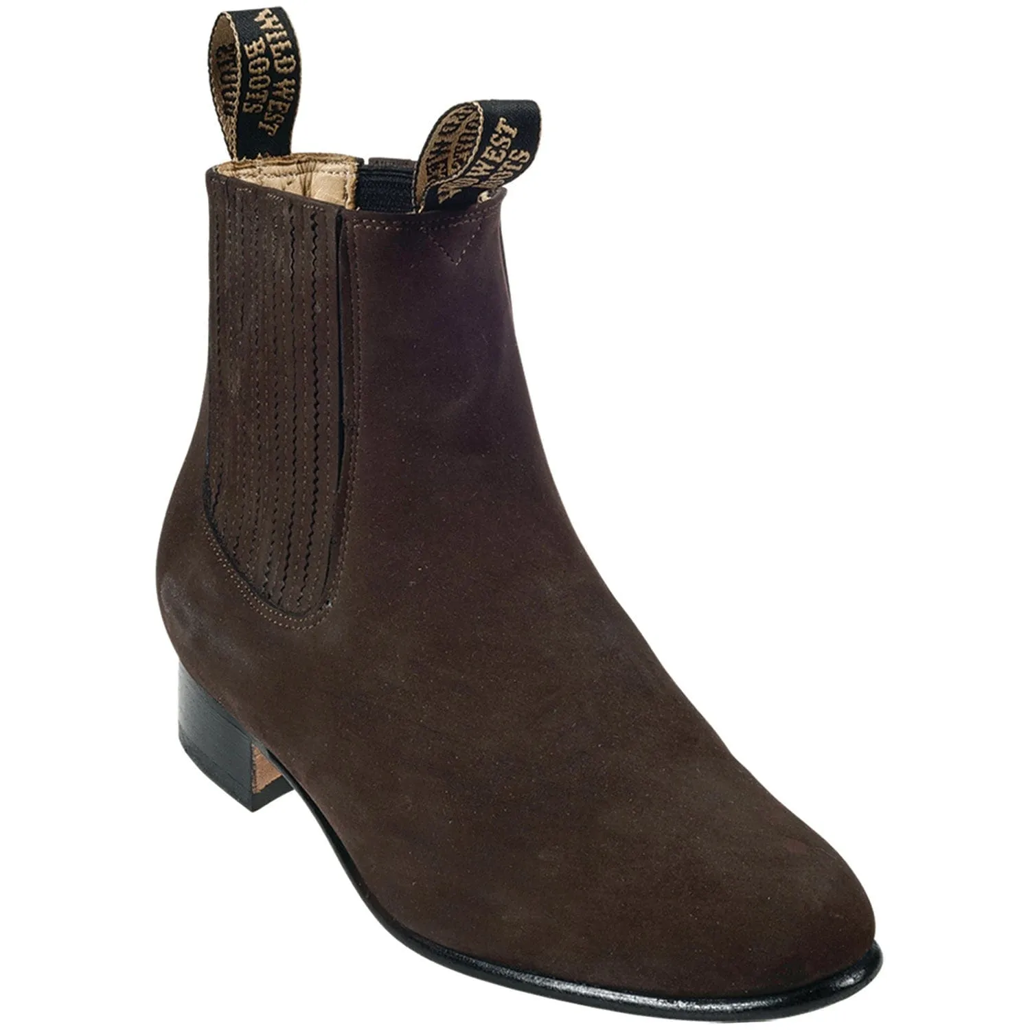 Men's Wild West Nobuk Leather Round Toe Charro Short Boots 26163
