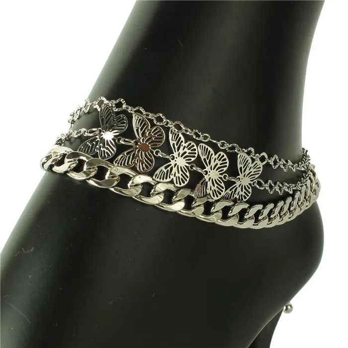 Metal Link Chain Butterfly Anklet