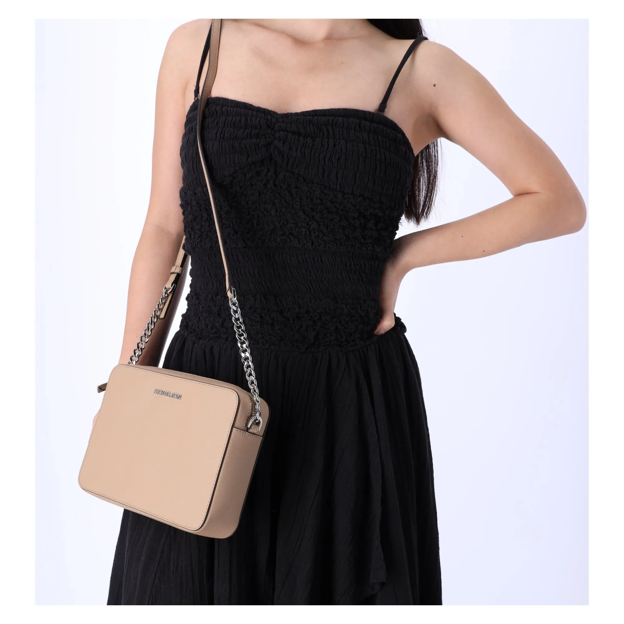 Michael Kors JetSet Large EastWest Saffiano Leather CrossbodyBag Camel