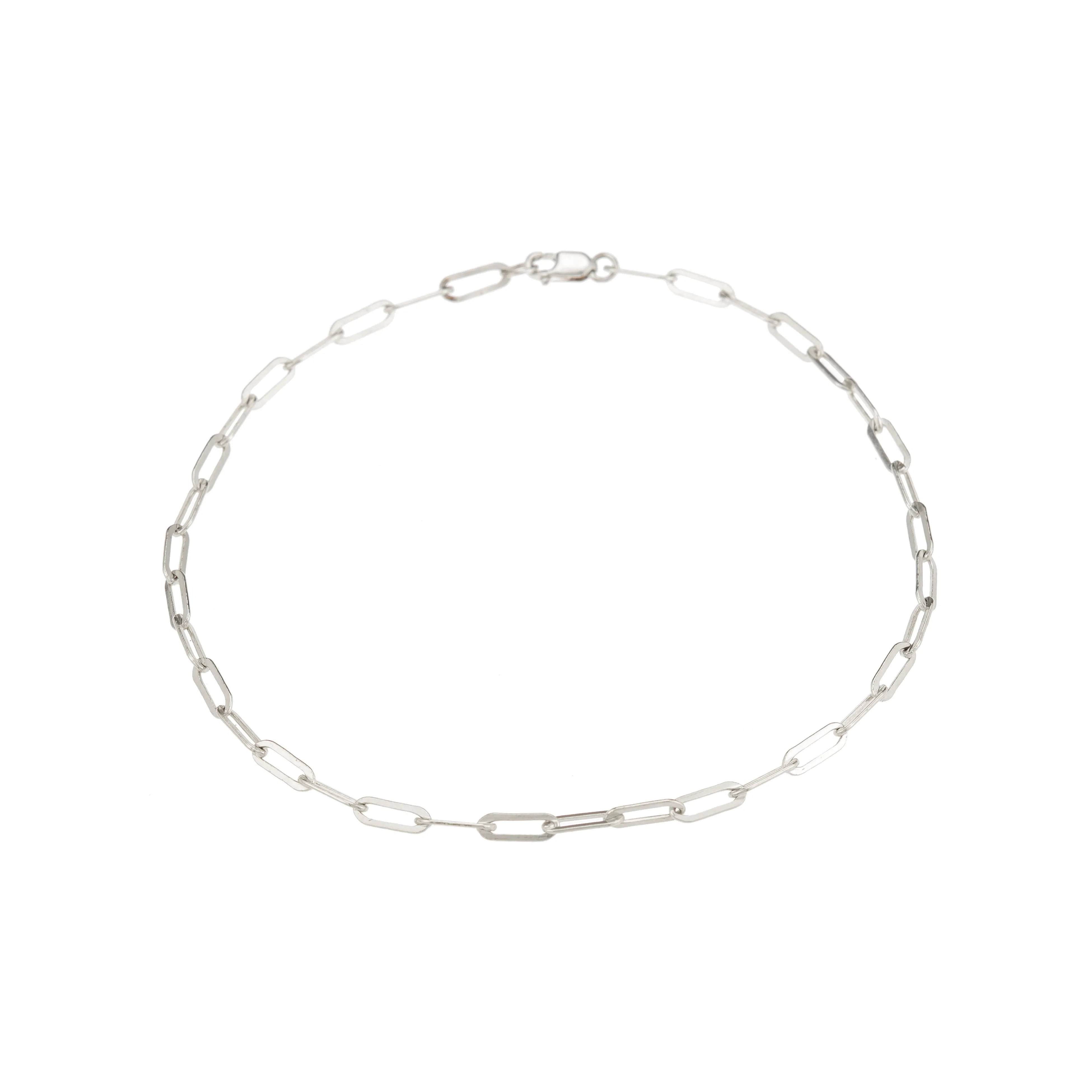 Micro Rectangle Chain Anklet - Sterling Silver