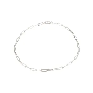 Micro Rectangle Chain Anklet - Sterling Silver