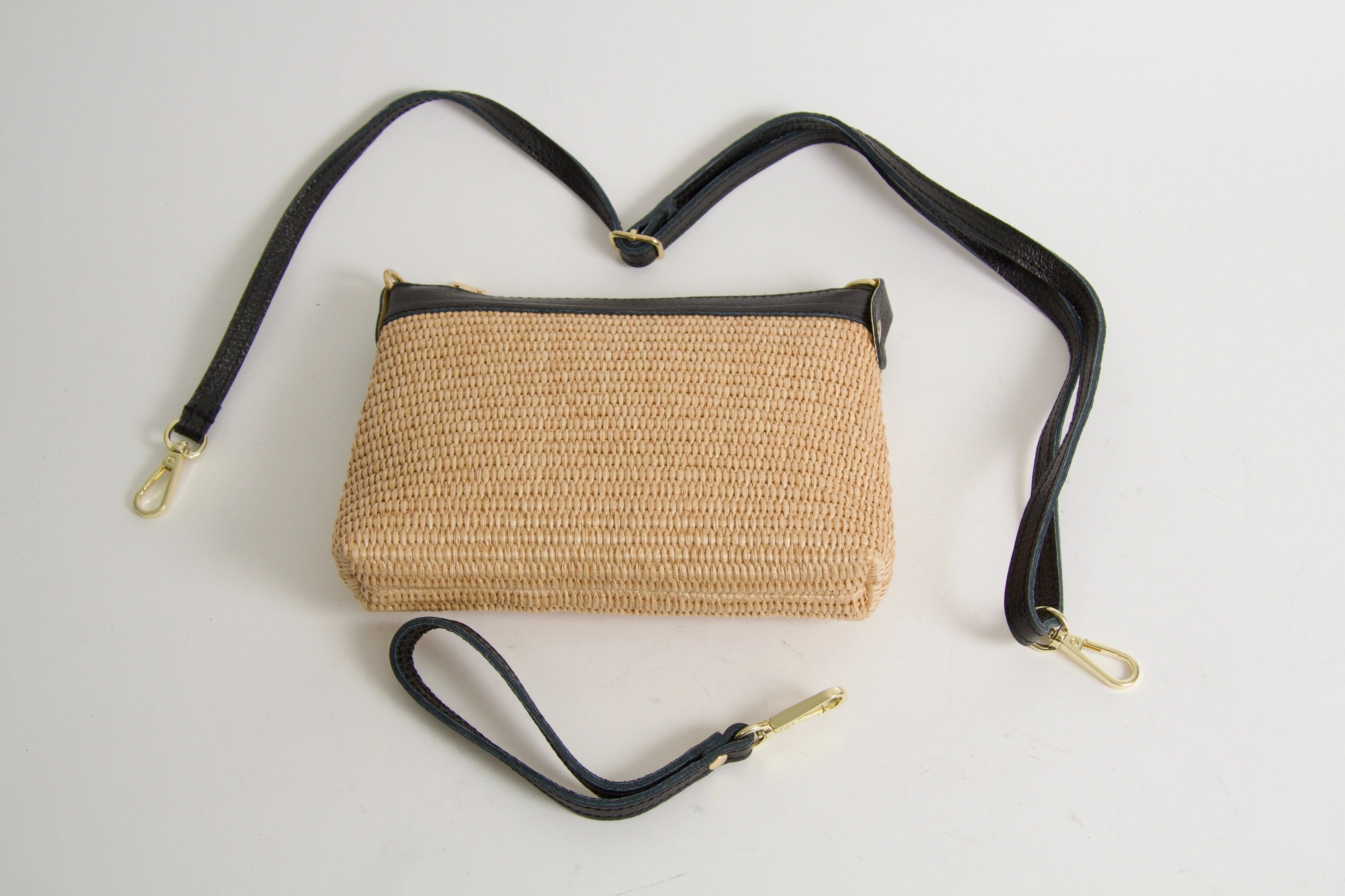 Mini Bag Rafia Natural Black