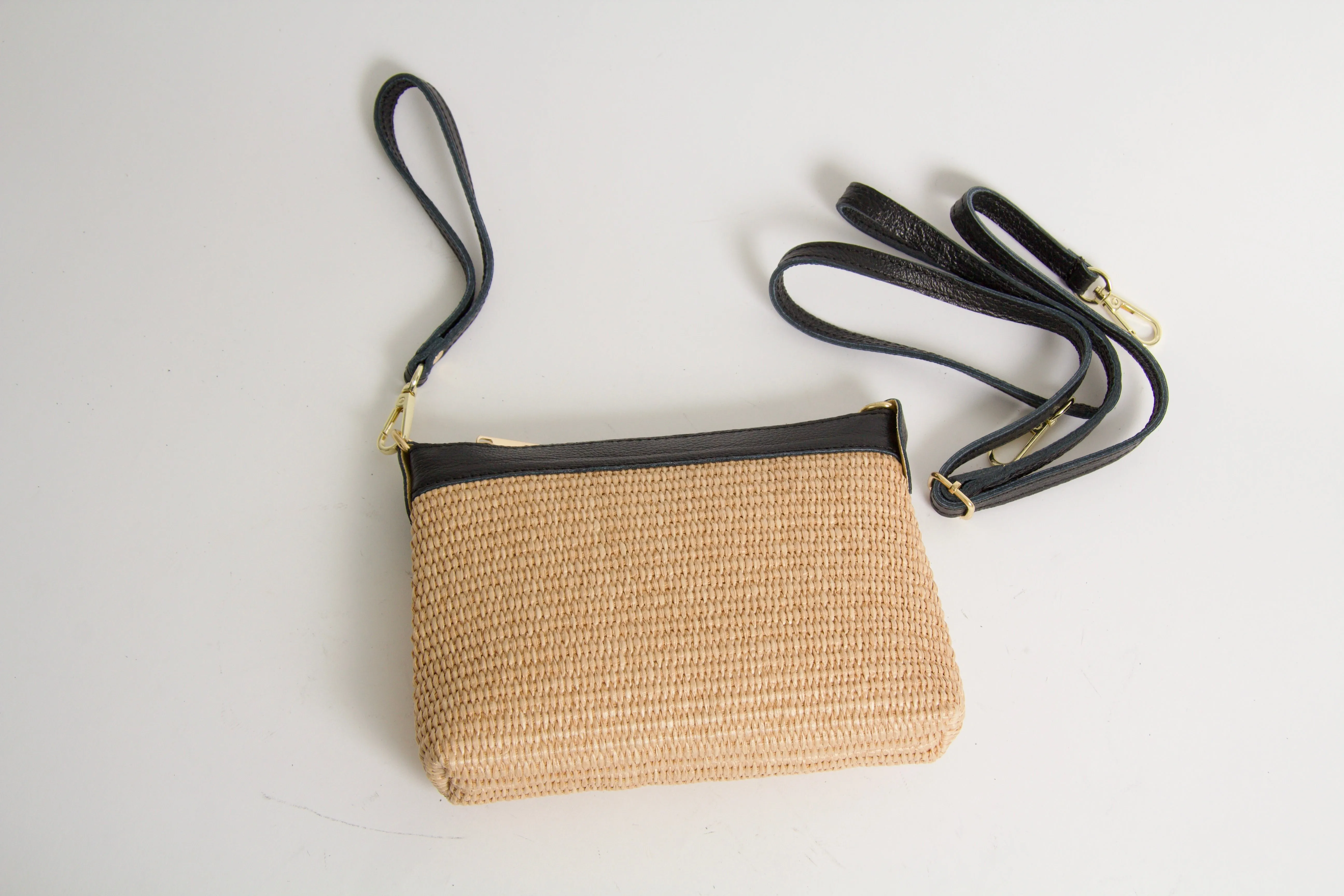 Mini Bag Rafia Natural Black
