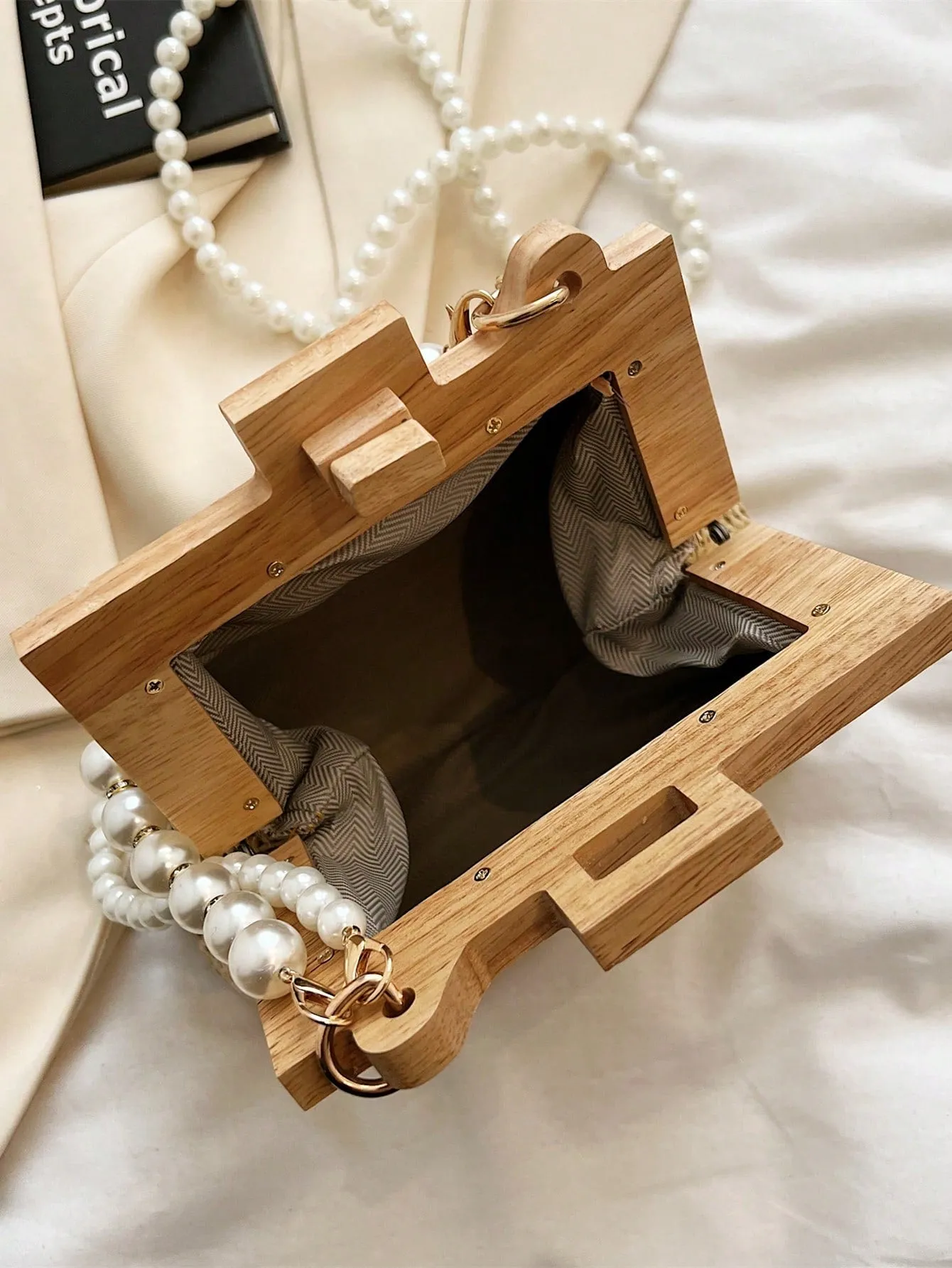 Mini Faux Pearl Decor Twist Lock Women Bag