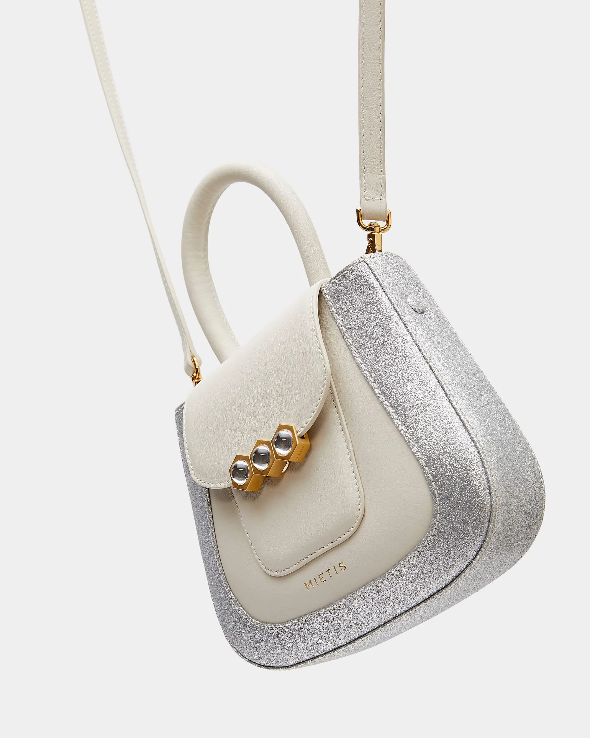 Mini Jill Padded White / Silver Glitter