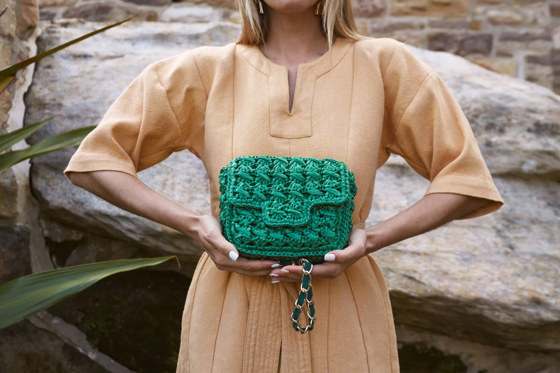 Mini Lucrezia Raffia Bag Emerald Green