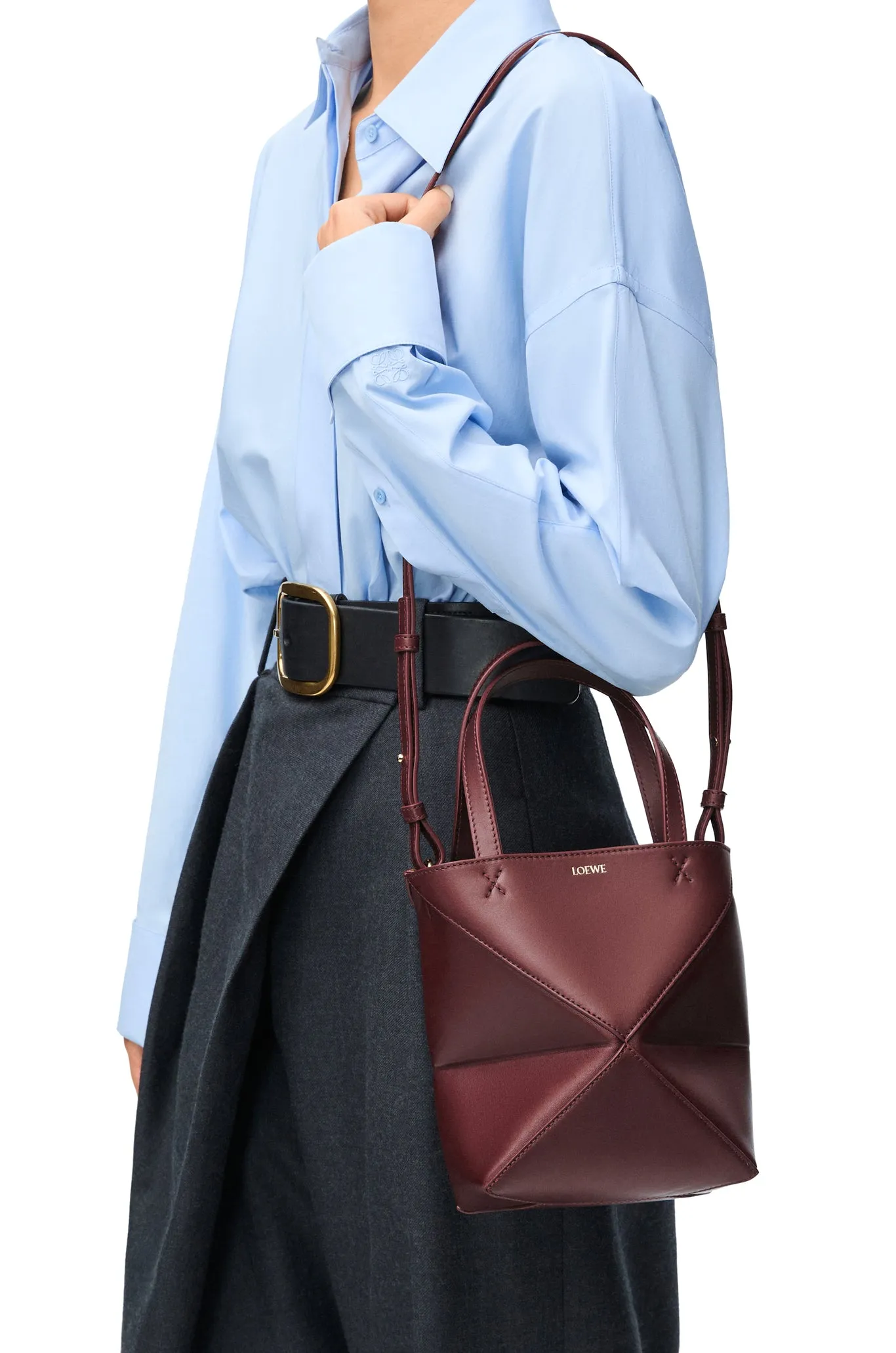 Mini Puzzle Fold Tote In Shiny Calfskin