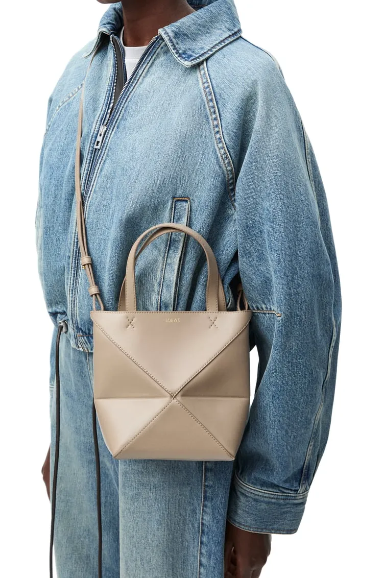 Mini Puzzle Fold Tote In Shiny Calfskin