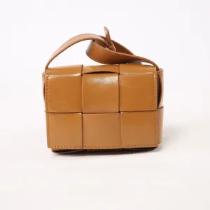 Mini Square Padded Cassette Bag Woven Wax Leather Shoulder Bag Crossbody Handbag
