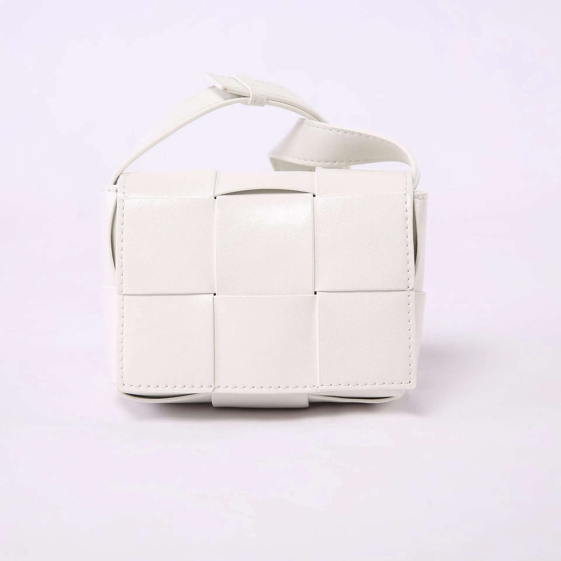 Mini Square Padded Cassette Bag Woven Wax Leather Shoulder Bag Crossbody Handbag