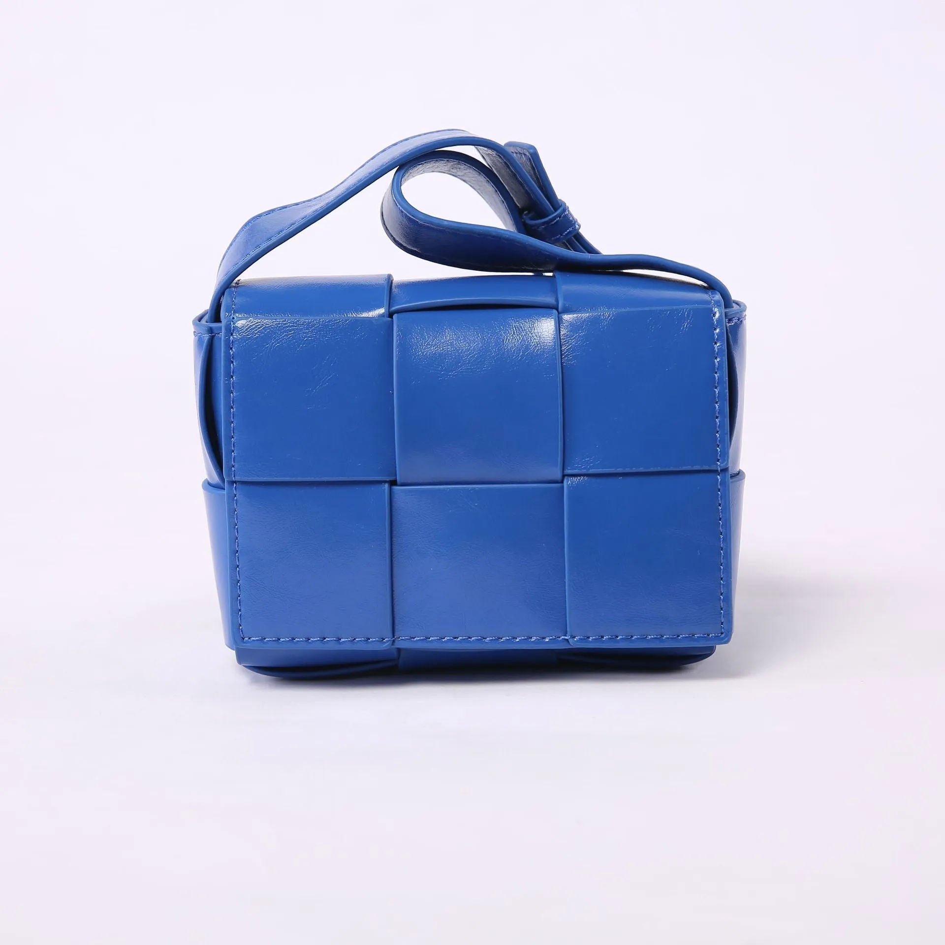 Mini Square Padded Cassette Bag Woven Wax Leather Shoulder Bag Crossbody Handbag