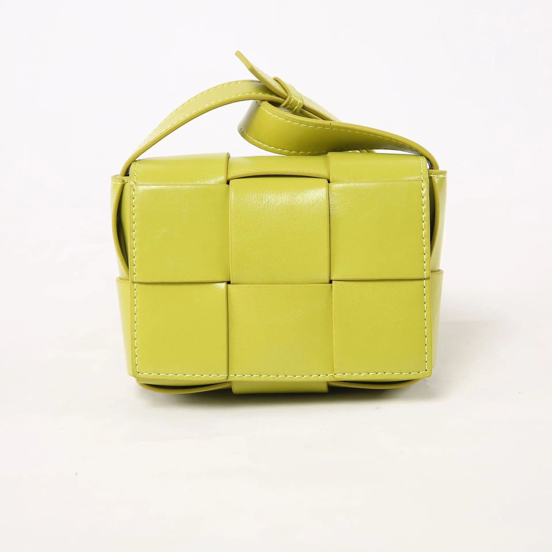 Mini Square Padded Cassette Bag Woven Wax Leather Shoulder Bag Crossbody Handbag