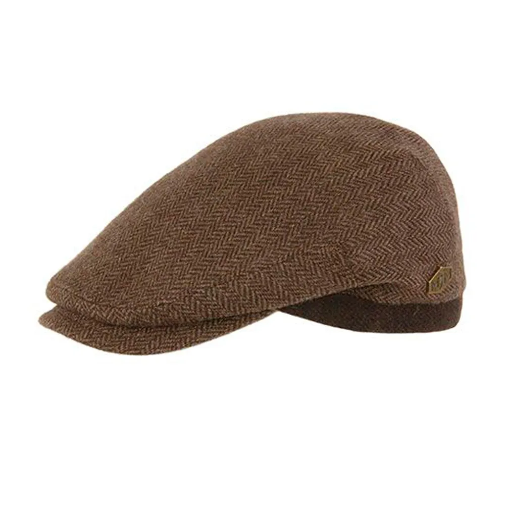 MJM Hats - Jordan - Sixpence/Flat Cap - Brown Herringbone