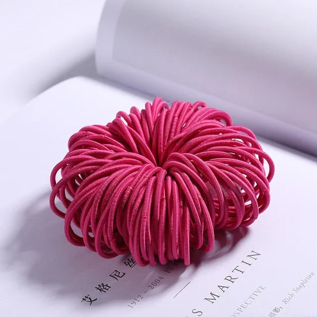New 100PCS/Lot Girls Candy Colors Nylon 3CM Rubber Bands Children Safe Elastic Hair Bands Ponytail Holder Kids Hair Accessories