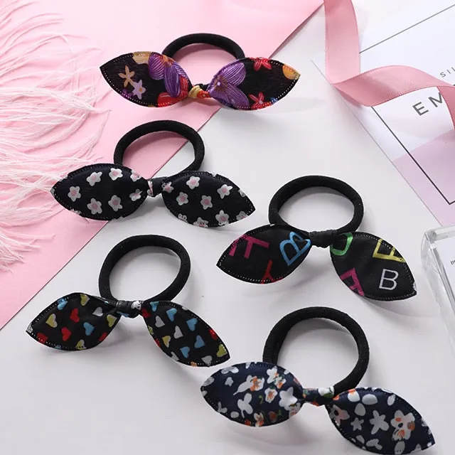 New 5PCS/Lot Fashion Rabbit Elastic Hair Bands Hair Accessories For Girls Cute Ponytail Holder Rubber Bands Children Scrunchies